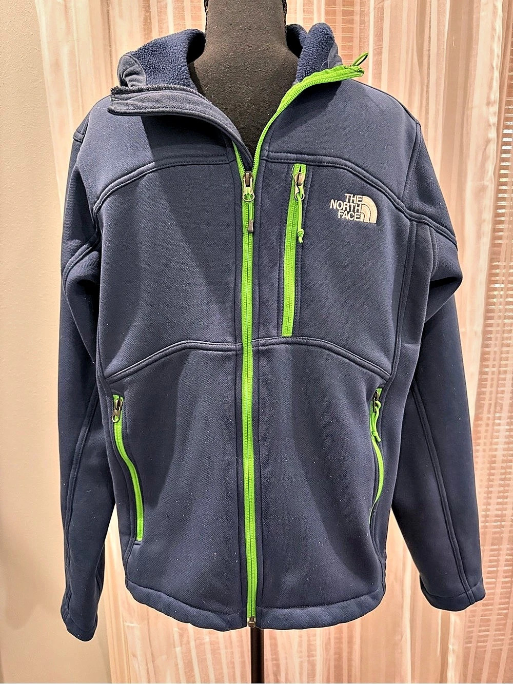 The North Face Apex Bionic Hoodie Men's Blue Soft Shell Jacket